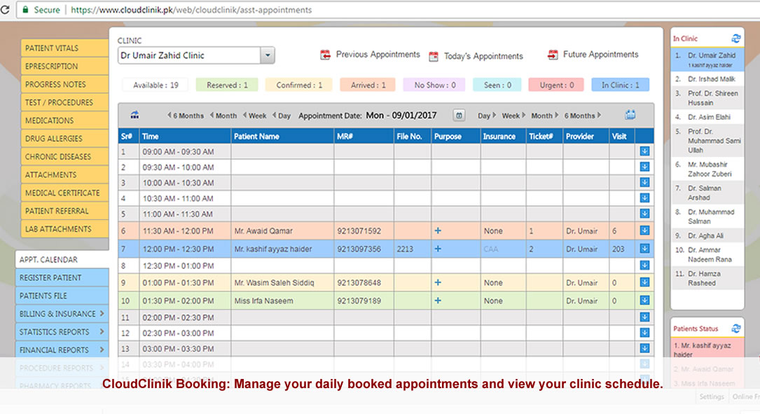 Online Appointment, online Scheduling and tracks your daily appointments,Practice Management
